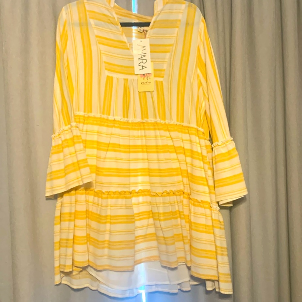 AVARA yellow striped summer dress